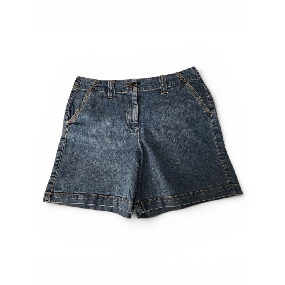 Talbots Petites Stretch High-Rise  Denim Shorts Dark Blue Size 10P